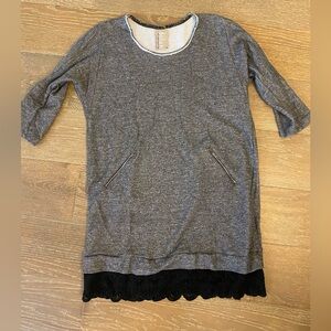 Anthropologie Dolan Gray Sweatshirt Tunic Lace Dress Gray Winter Warm M 8 10